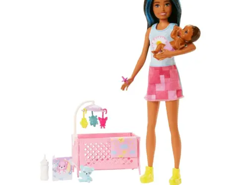 Barbie Skipper Babysitters Crib Playset With Latina Friend Doll