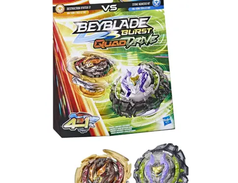 Beyblade Burst QuadDrive Destruction Ifritor I7 and Stone Nemesis N7 Spinning