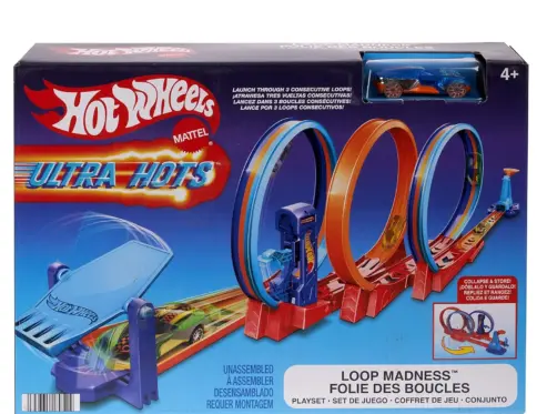Hot Wheels Ultra Hots Loop Madness Track Set with 3 Loops and 1 Hot Wheels Car