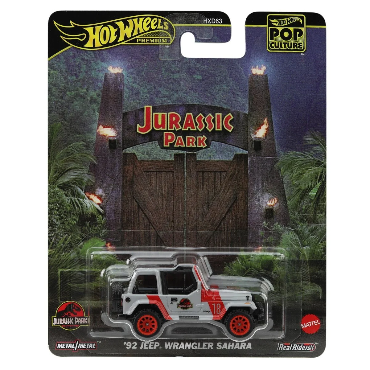 Hot Wheels 1:64 Scale Premium 92 Jeep Wrangler Sahara Toy Car