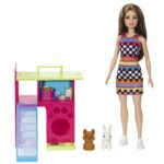 Barbie Doll and Pet Playhouse with 2 Pets Playset