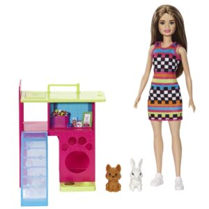 Barbie Doll and Pet Playhouse with 2 Pets Playset