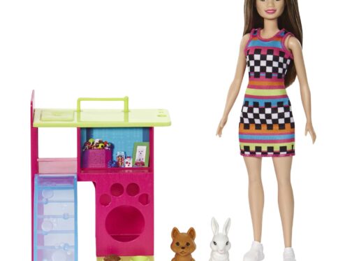 Barbie Doll and Pet Playhouse with 2 Pets Playset