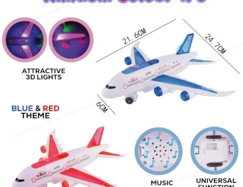 SHAKTISM Aeroplane A380 Bump & Go Toy Plane, Random Colour