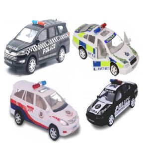 Sheel Police Cars Set of 4 Pull-Back Gift Pack
