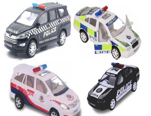 Sheel Police Cars Set of 4 Pull-Back Gift Pack